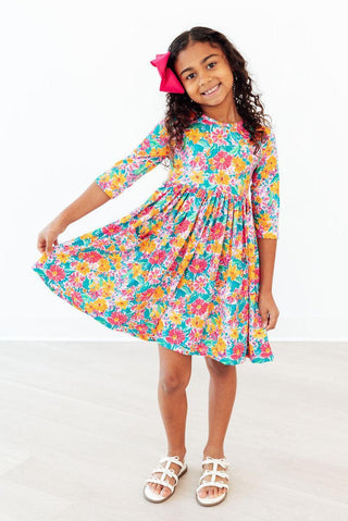 Floral Fiesta 3/4 Sleeve Dress-Distress-Mila & Rose-Baby In Bloom