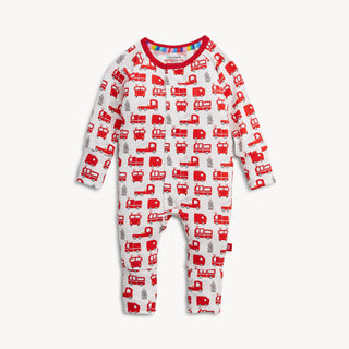 Fired Up: Fire Truck Magnetic Convertible Baby Footie-110 Footie/pjs/coverall/gown-Magnetic Me-Baby In Bloom