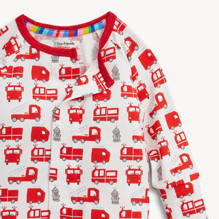 Fired Up: Fire Truck Magnetic Convertible Baby Footie-110 Footie/pjs/coverall/gown-Magnetic Me-Baby In Bloom