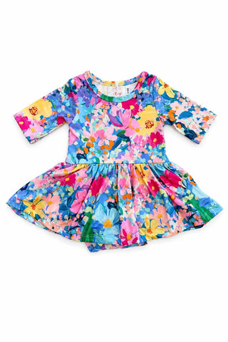 Flower Market Floral Twirl Dress – 3/4 Sleeve with Hidden Pockets-160 Dress/Romper/Jumpsuit-Mila & Rose-Baby In Bloom