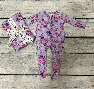 Eliza Ruffled Zippered Footie-Distress-Lev Baby-Baby In Bloom