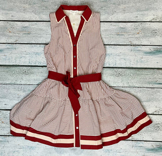 Rust stripe v neck dress