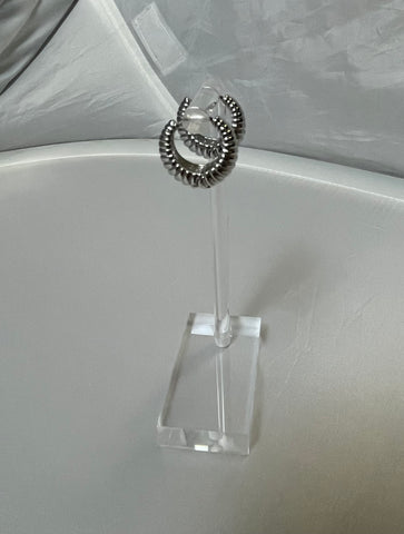 Silver Croissant Hoop Earrings