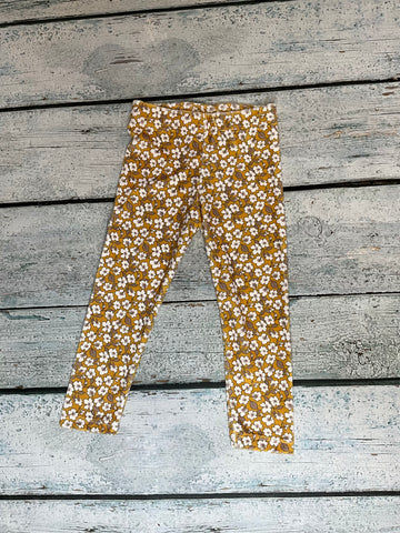 Mustard Floral Velvet Leggings