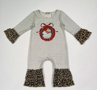 Cheetah Santa Romper-Distress-Clover Cottage-Baby In Bloom