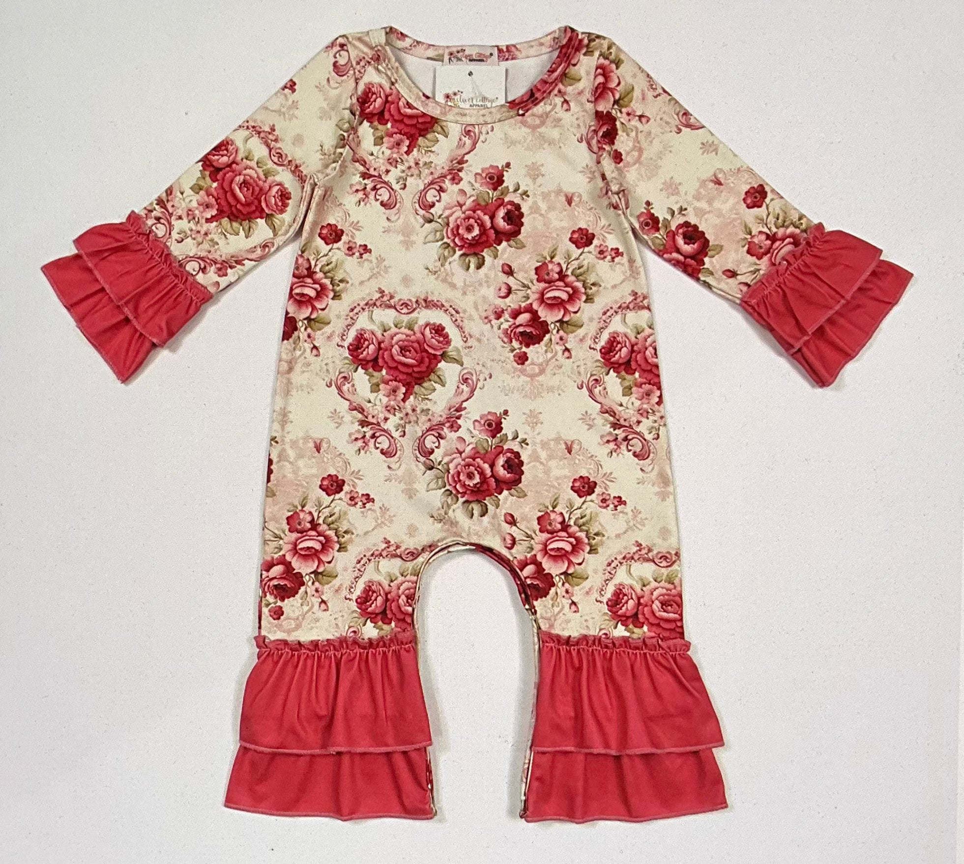Crimson appliqué romper