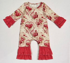 Crimson appliqué romper