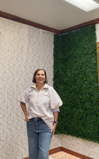 Lavender Stripe Half-Zip Women’s Pullover