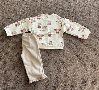 Little Explorer Tan Bear All-Over Print Sweatshirt-130 Kids Tops-Mayoral USA-Baby In Bloom
