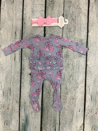 Samantha Ruffled Zippered Footie