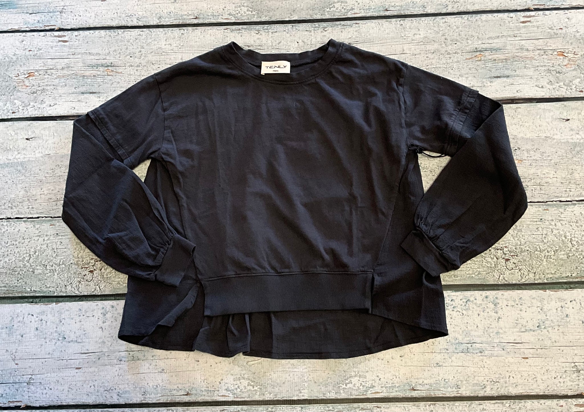 Cotton gauze mixed media long sleeve shirt