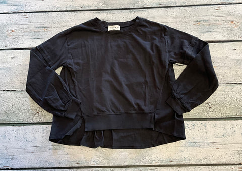 Cotton gauze mixed media long sleeve shirt