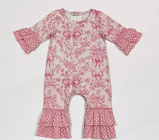 Pink damask romper