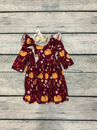Pumpkin Patch 3/4 Sleeve Ruffle Twirl Dress
