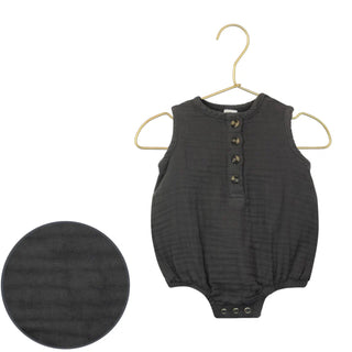 Charcoal muslin bubble romper