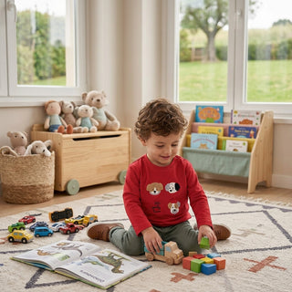 Soft Cotton Red Puppy Shirt - Durable "Party Time" Long Sleeve Tee-130 Kids Tops-Mayoral USA-Baby In Bloom