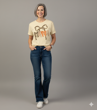 Womens Mama Leoard Bow Shirt