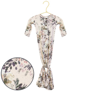 Luxurious Hazel Floral Knotted Baby Gown-110 Footie/pjs/coverall/gown-Lou Lou and Company-Baby In Bloom