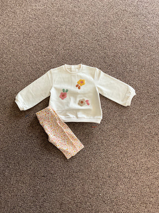 Textured Bloom Cream Sweatshirt – Big Floral Applique Pullover-130 Kids Tops-Mayoral USA-Baby In Bloom