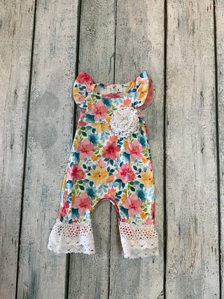 Watercolor Heart Lace Romper
