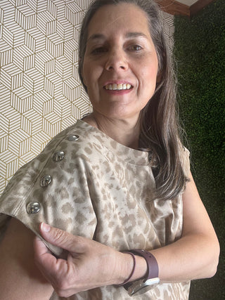 Taupe Leopard Shirt with Button Detail