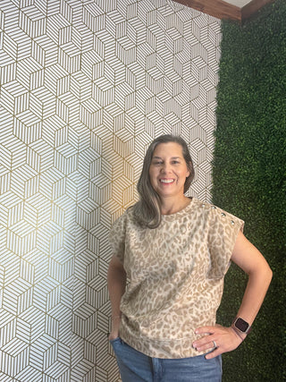 Taupe Leopard Shirt with Button Detail