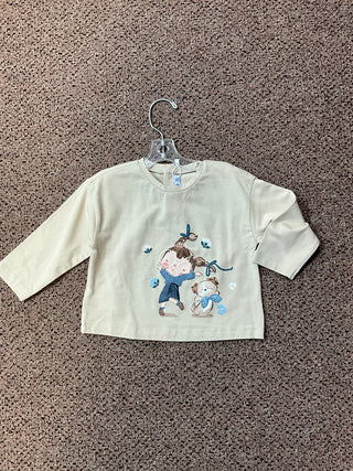 Long Sleeve Girl & Dog Graphic Tee, Beige