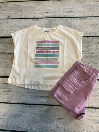 Lavender Twill Cargo Shorts