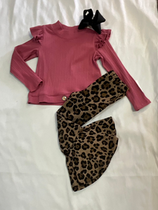 Pink and Animal Legging Set