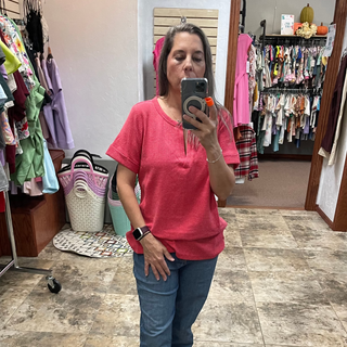 V-Neck Waffle Weave Shirt