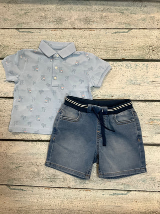 Soft Denim Jogger Short-Distress-Mayoral USA-Baby In Bloom