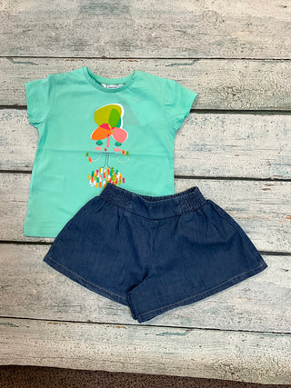 Aqua Flower Lady Shirt-Distress-Mayoral USA-Baby In Bloom