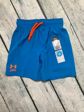 Electric Blue Short with Orange Compression shorts