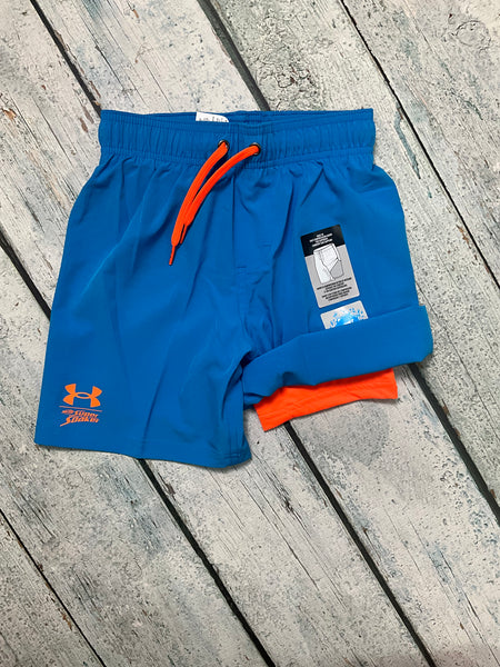 Electric Blue Short with Orange Compression shorts