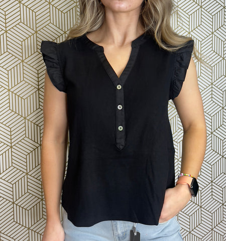 Simple Black Sleeveless Shirt
