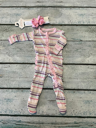 Ice cream Stripe Ruffle Footie