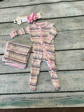 Ice cream Stripe Ruffle Footie