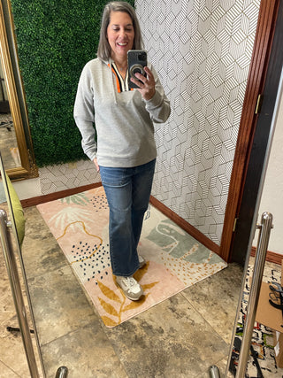 Grey Thermal Hoodie with Racing Stripe Collar