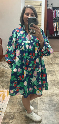 Bright Navy Floral Dress