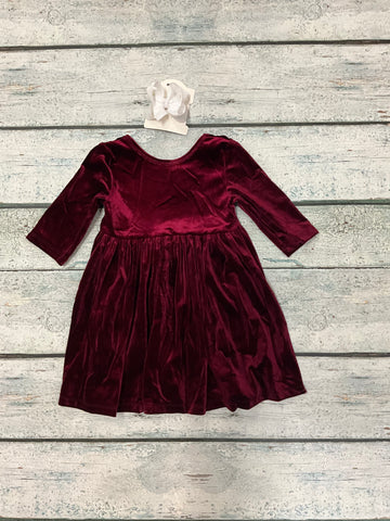 Cranberry Velvet Twirl Dress