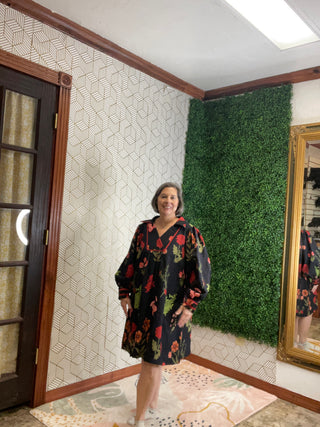 Black Floral Print Dress-Distress-Umgee-Baby In Bloom