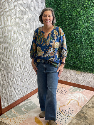 High Waisted Wide Crop Classic Raw Hem Jeans