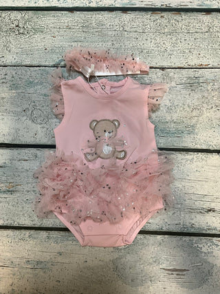 Adorable Bear Tutu Bodysuit & Matching Headband Set – Sparkle Pink-160 Dress/Romper/Jumpsuit-Mayoral USA-Baby In Bloom