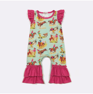 Aqua Rodeo romper-160 Dress/Romper/Jumpsuit-Clover Cottage-Baby In Bloom
