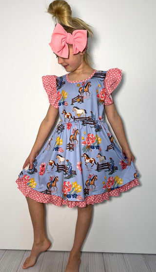 Calamity Jane Blue Dress-160 Dress/Romper/Jumpsuit-Clover Cottage-Baby In Bloom