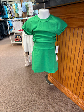 Seaweed Green Ribbed Side Slit Mini Skirt – Chic High-Waist Fit-140 Kids Bottoms-tenly-Baby In Bloom