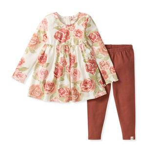 Organic Cotton Autumn Rose Tunic & Leggings Set