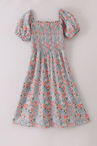 Green Garden Bloom Smocked Dress Adult

