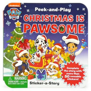 Paw Patrol Christmas Is Pawsome: Holiday Sticker & Lift-a-Flap Activity Book-Carryover Winter-Cottage Door-Baby In Bloom
