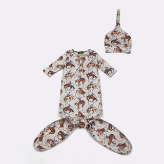 Rodeo Rider Knotted Gown and Hat-110 Footie/pjs/coverall/gown-Clover Cottage-Baby In Bloom